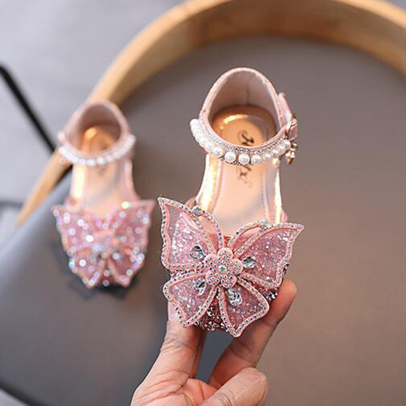 Summer Girls Sandals Fashion Sequins Rhinestone Bow Girls