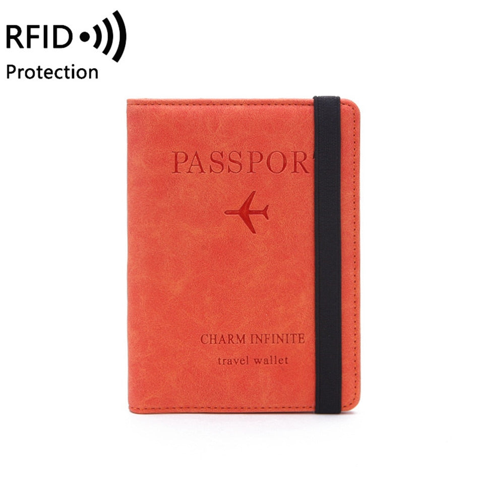 Women Men RFID Vintage Business Passport Covers Holder Multi-Function ID Bank Card