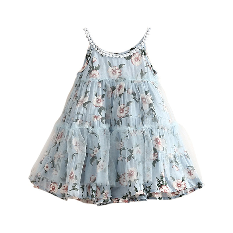 2025 Girls’ Floral Lace Patchwork Summer Dress – Ages 2-10