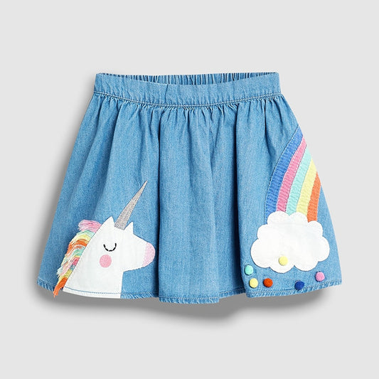 Little maven Baby Girls Summer Dress Unicorn Denim Skirt Lovely Casual Clothes