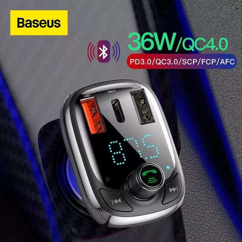 Baseus Car Charger FM Transmitter Bluetooth 5.0 MP3 Player Handsfree