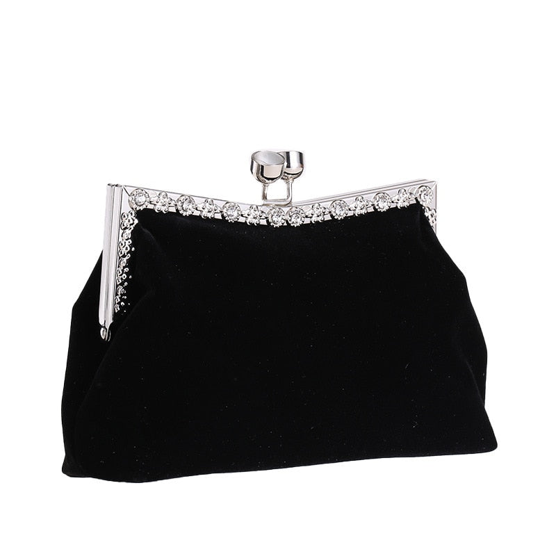 soft cocktail handbags wedding bridal day clutches purse Velvet diamonds evening bags