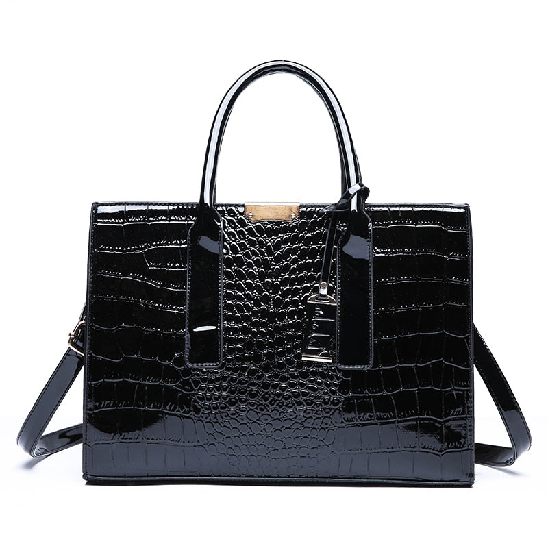 Luxury Designer Handbag Women Crocodile Pattern Leather Handbag Large Capacity