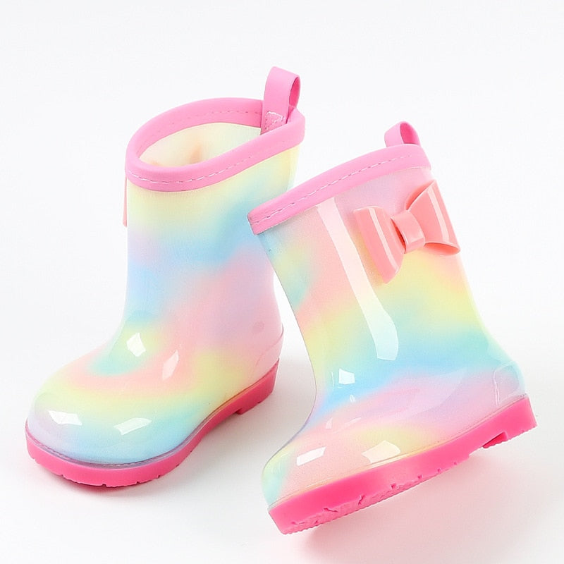 Rainbow Children Water Shoes PVC Kids Rubber Boots Fashion