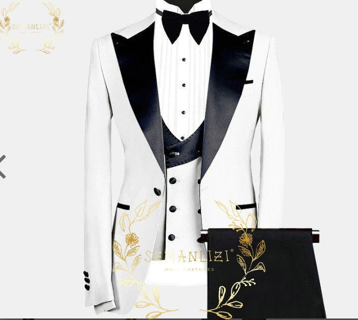 Men's Wedding Suits 2021 Italian Design Custom Made Black Smoking