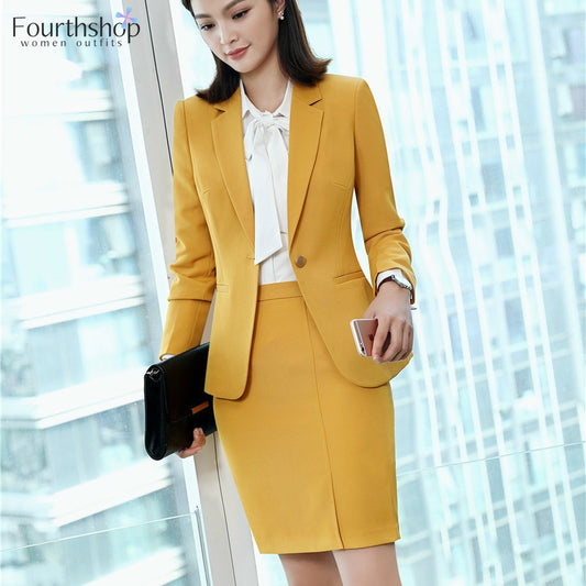 Women Skirt Suits Office Uniforms Female Blazer Skirt Set Business Lady Work Suit 2 Piece