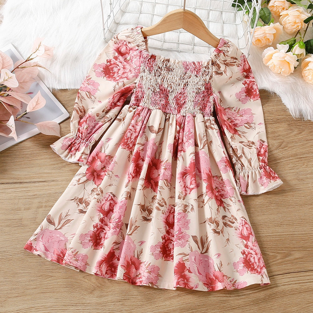 Girls Plaid Patched Pockets Irregular Dress Spring Autumn Toddler Kid Long Sleeve Casual A-line Princess Dress Children Clothing