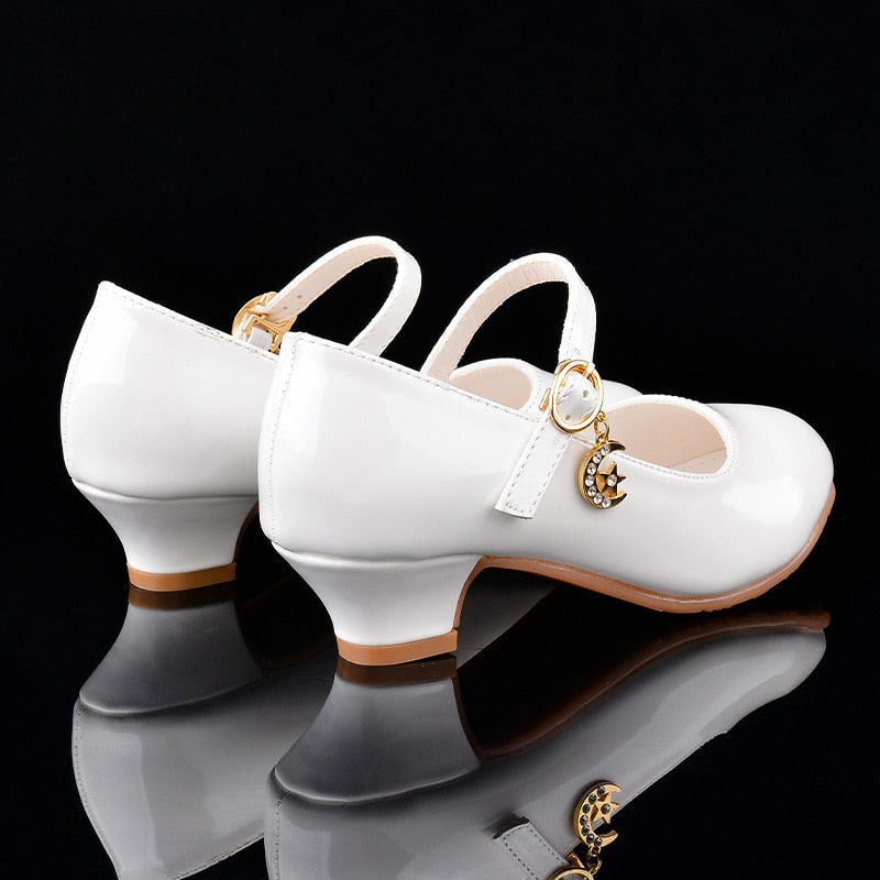 Children&#39;s Shoes New Casual Glitter Buckle Children High Heel Girls