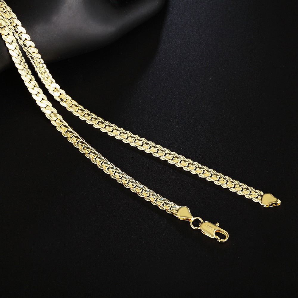 DOTEFFIL 925 Sterling Silver 18/20/24 Inch 18k Gold 6mm Full Sideways Chain Necklace For Women