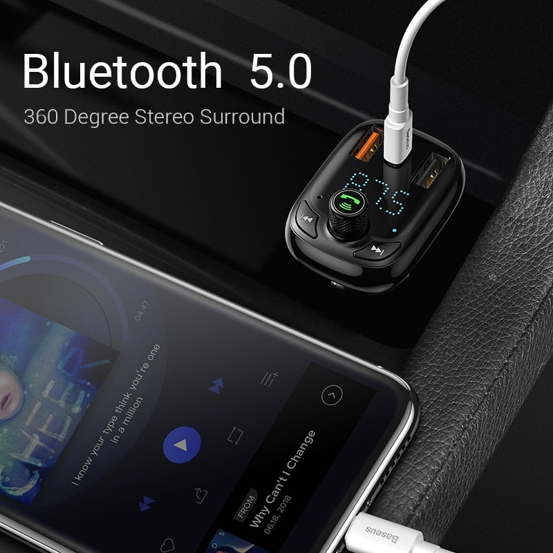 Baseus Car Charger FM Transmitter Bluetooth 5.0 MP3 Player Handsfree