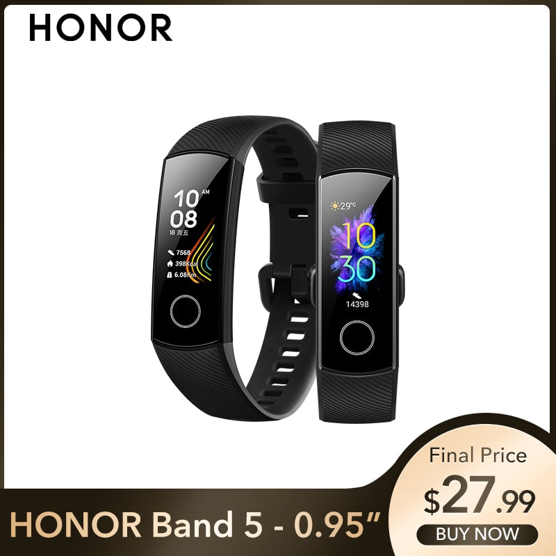 HONOR Band 5 Heart Rate Blood Oxygen Monitor Swimming 50AM Waterproof Fitness