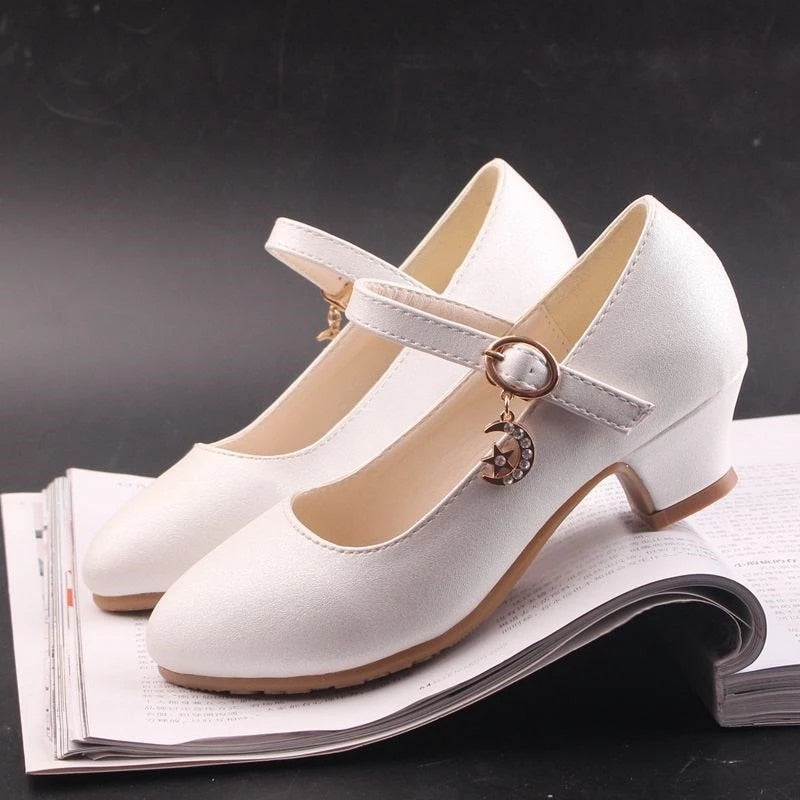 Children&#39;s Shoes New Casual Glitter Buckle Children High Heel Girls