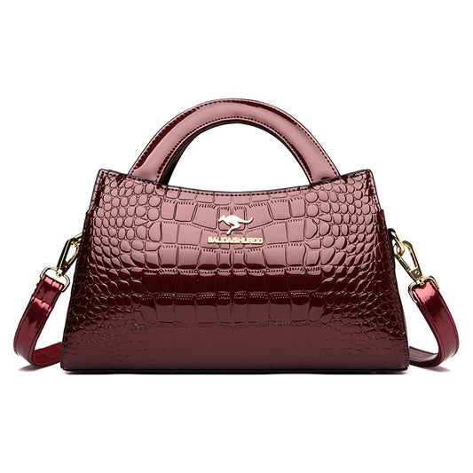 Women Luxury Patent Leather Messenger Bags Crocodile Female Crossbody