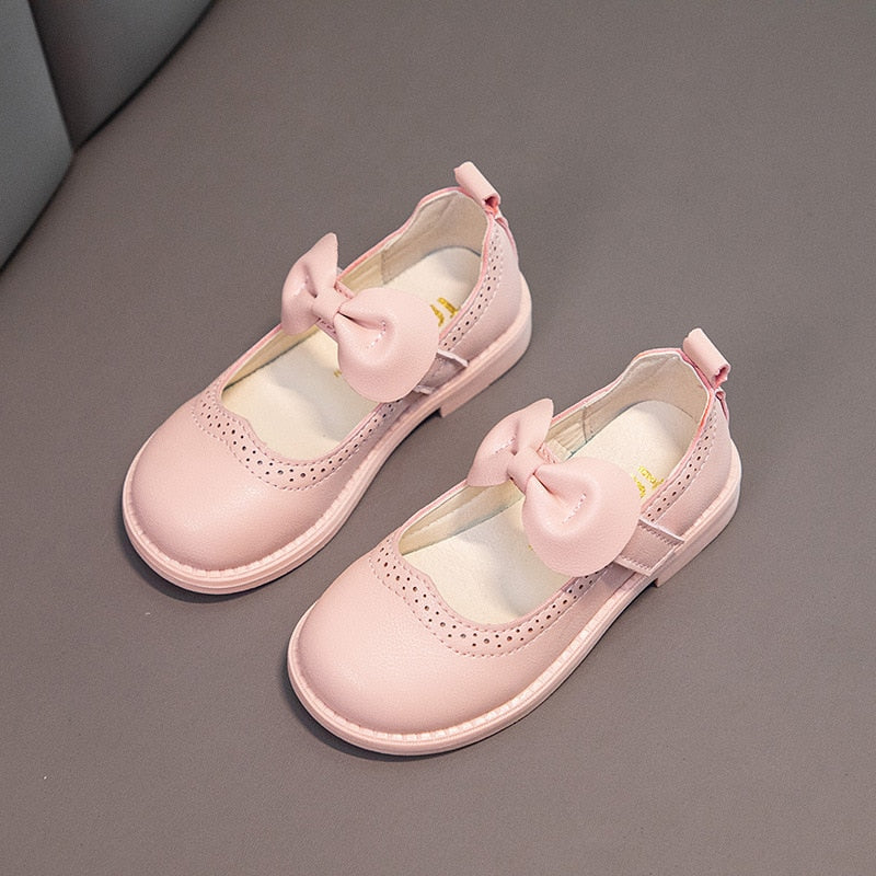 Spring Autumn Children Baby Bowknot Princess Leather Shoes For Kids Girls