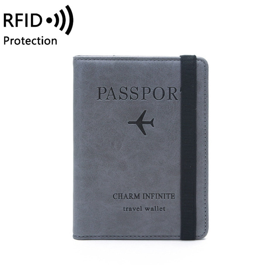 Women Men RFID Vintage Business Passport Covers Holder Multi-Function ID Bank Card