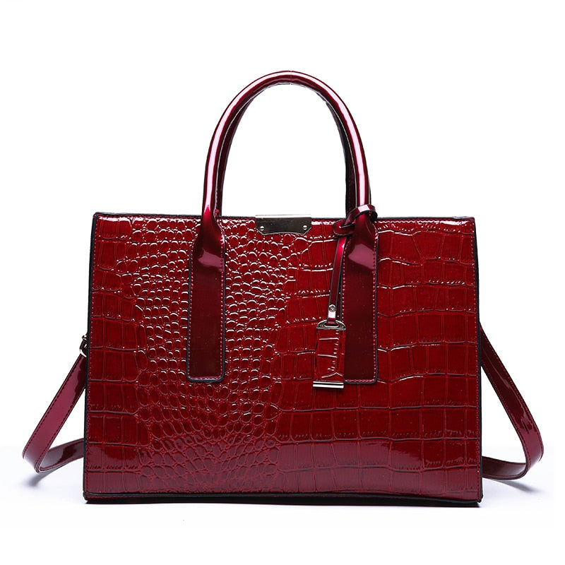 Luxury Designer Handbag Women Crocodile Pattern Leather Handbag Large Capacity