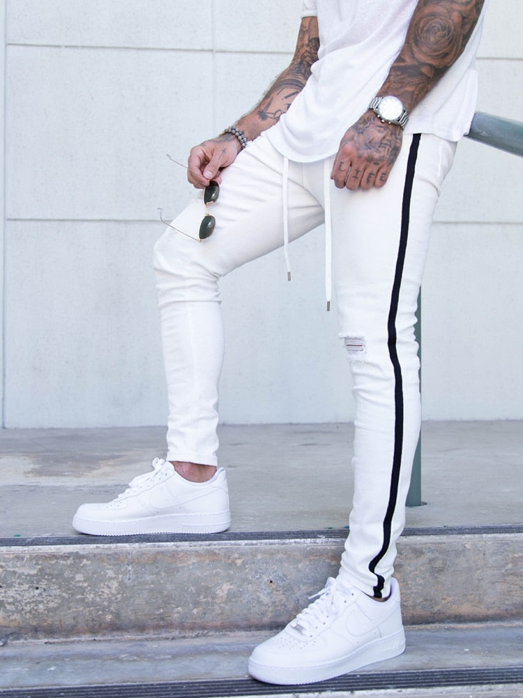 2025 Men’s Skinny Ripped Jeans – Slim Fit Stretch Denim Pants