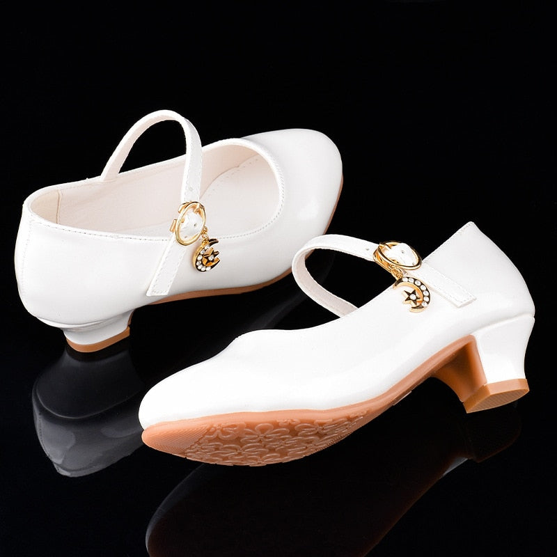 Children&#39;s Shoes New Casual Glitter Buckle Children High Heel Girls