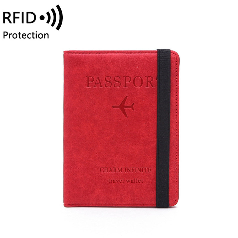 Women Men RFID Vintage Business Passport Covers Holder Multi-Function ID Bank Card