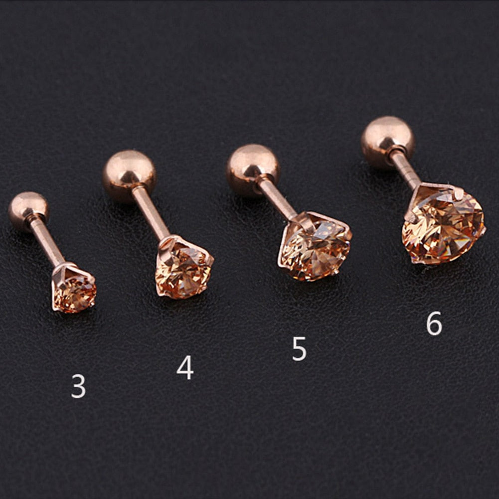 Medical Stainless steel Crystal Zircon Ear Studs Earrings For Women