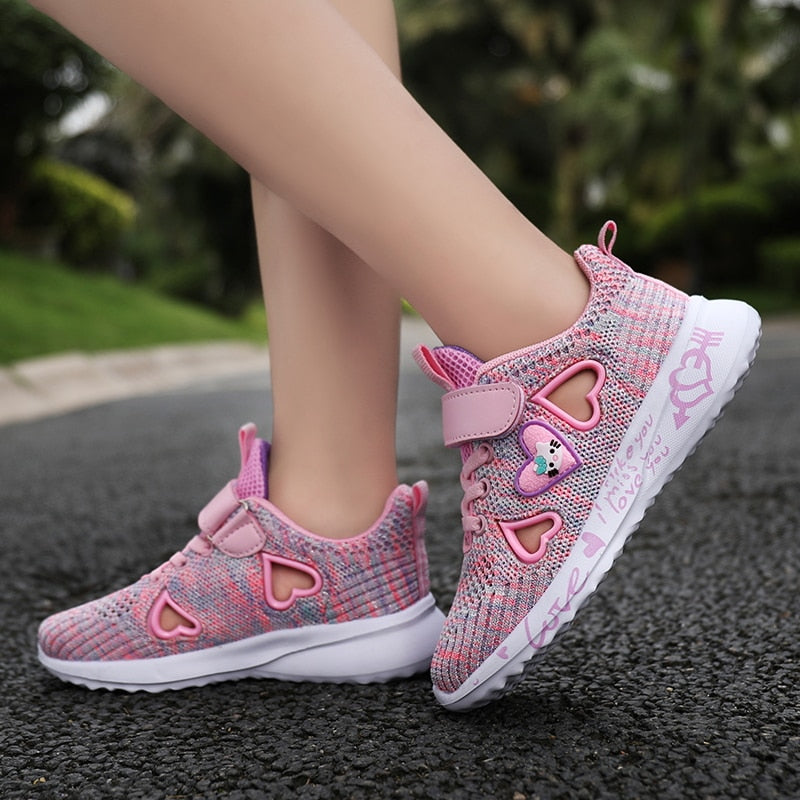 Girls’ Casual Light Mesh Sneakers – Breathable Kids Summer Shoes