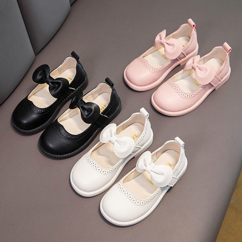 Spring Autumn Children Baby Bowknot Princess Leather Shoes For Kids Girls