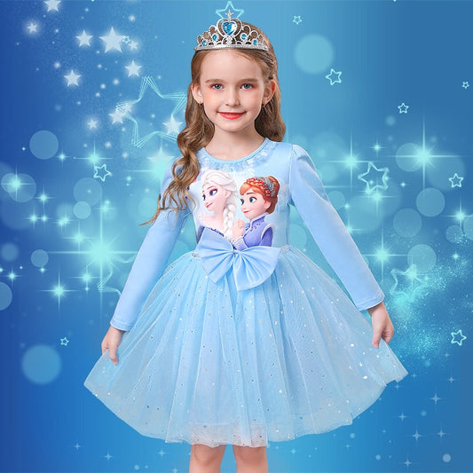 Winter Fleece Kids Clothes Frozen 2 Disney Elsa Anna Princess Warm Dresses Party