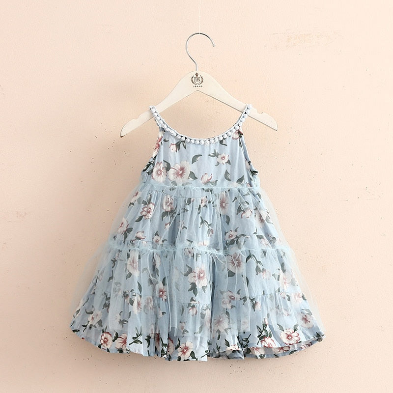 2025 Girls’ Floral Lace Patchwork Summer Dress – Ages 2-10