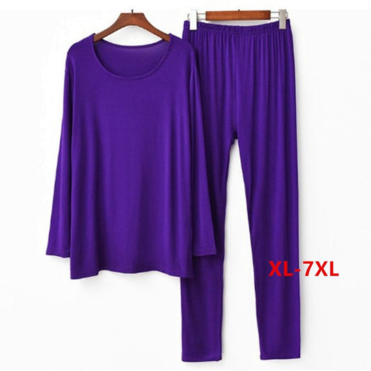 110 KG Spring Fall Winter Pajamas Women 2021 Plus Size Modal Cotton