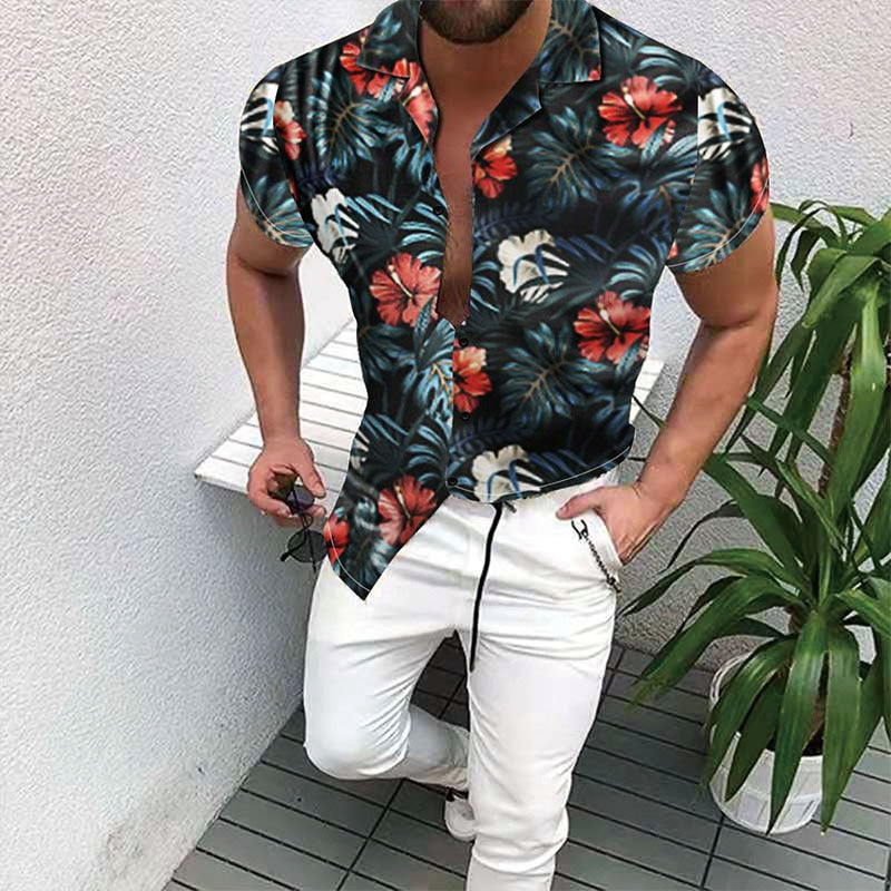 Summer Men&#39;s Printed Hawaii Casual Shirts 2021