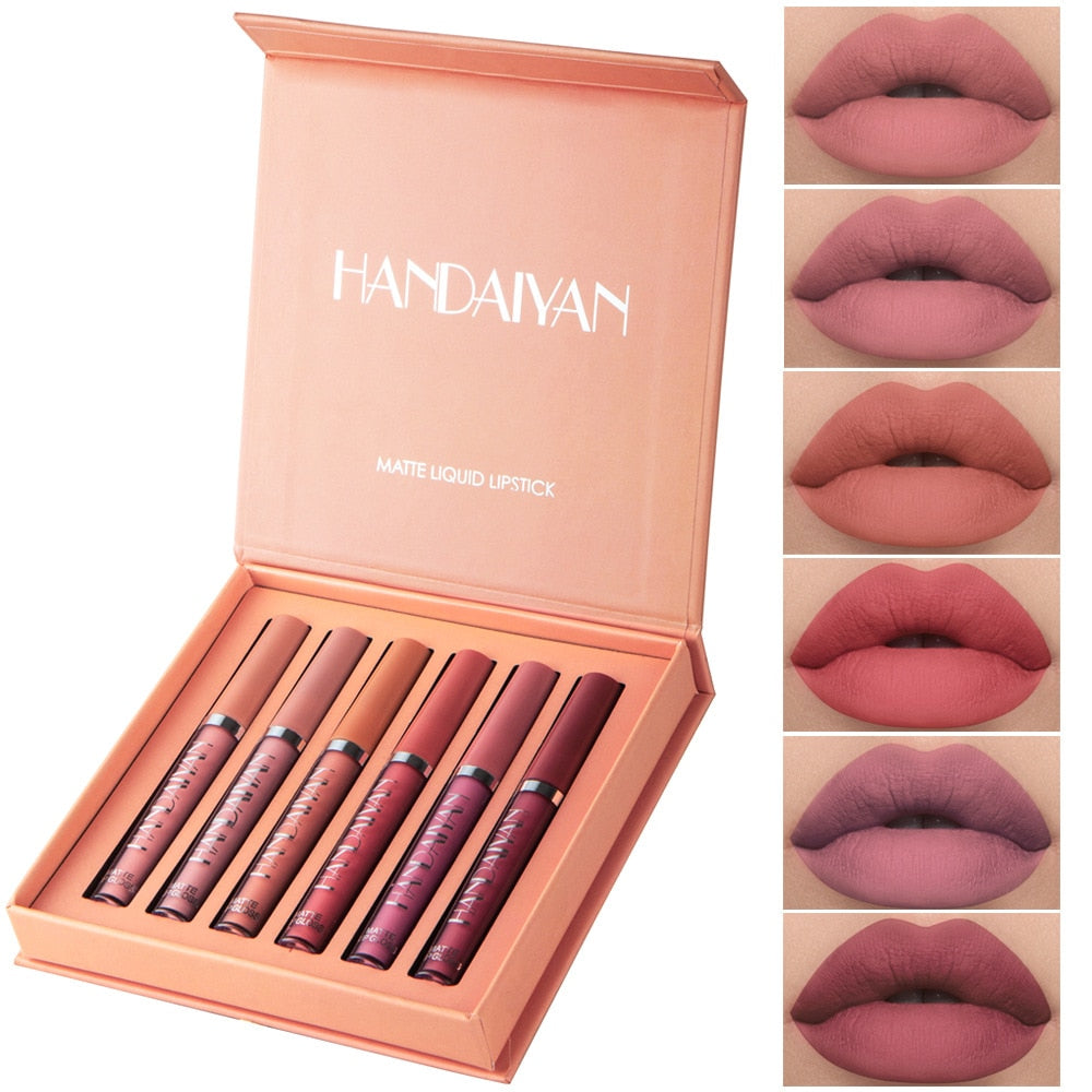 Women Fashion Pumpkin Color Matte Velvet Lipstick Set Moisturizer Sexy Lip