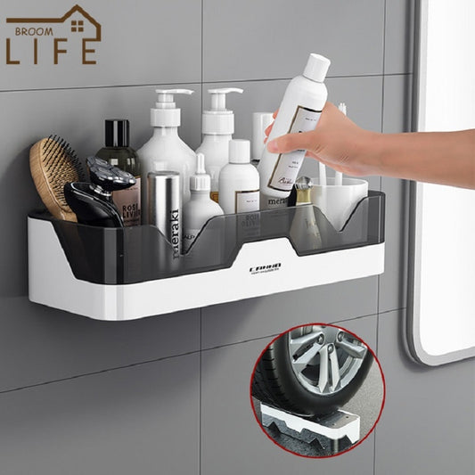 Wall-Mounted Bathroom Shelf – Shower Shampoo Holder & Kitchen Storage Rack