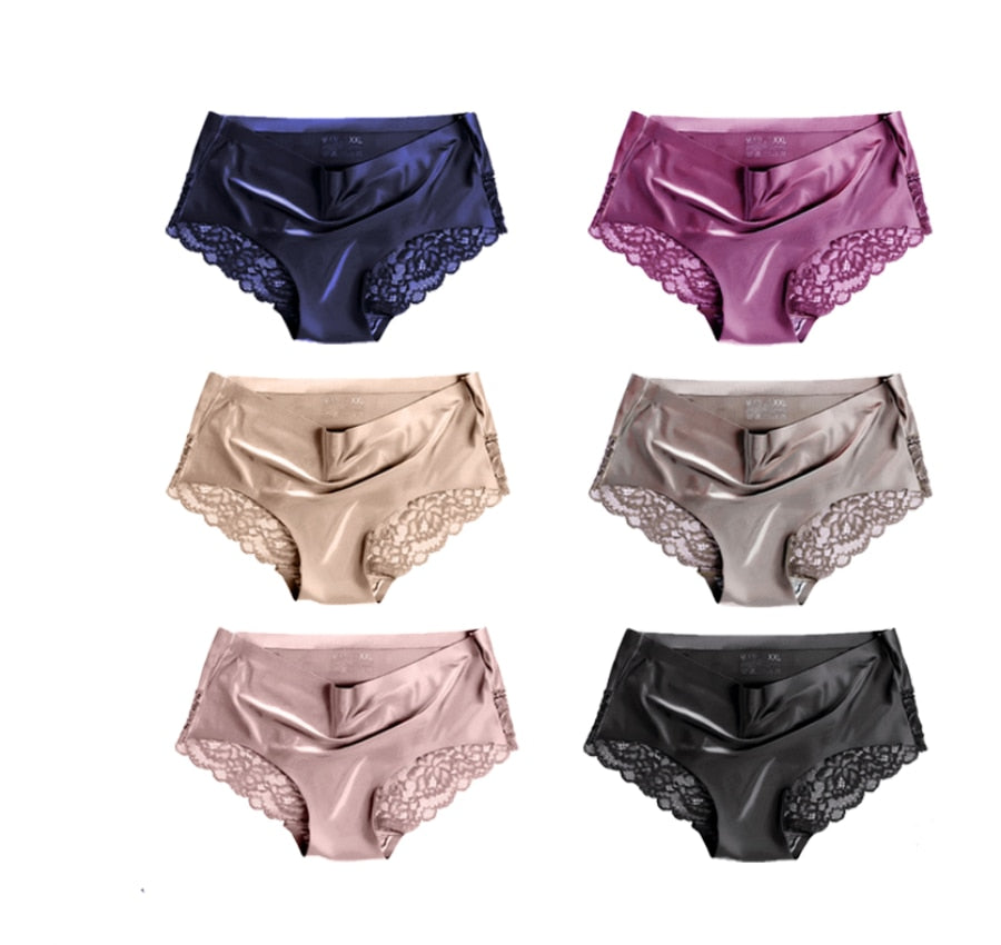 6pcs/lot QUCO brand women underwear Ice silk seamless lace briefs sexy