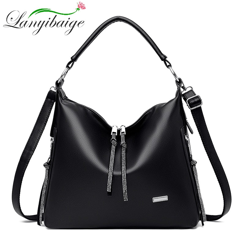 Luxury Brand Soft Leather Ladies Messenger Bag Tassel Bag Handbag Girls