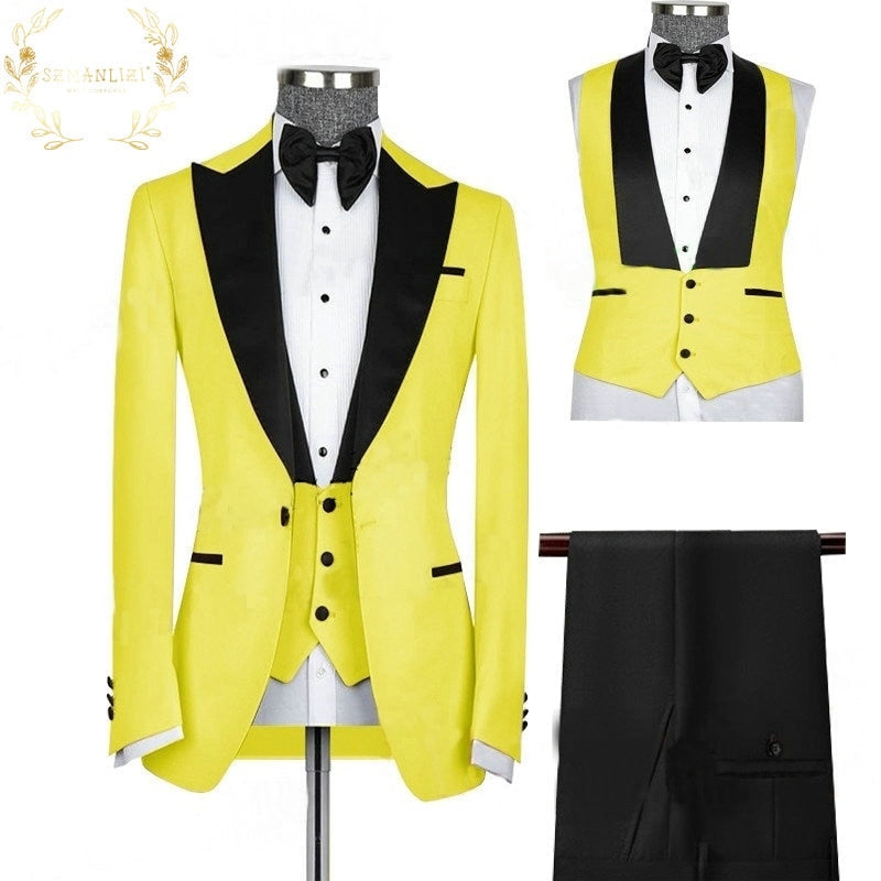 Men's Wedding Suits 2021 Italian Design Custom Made Black Smoking