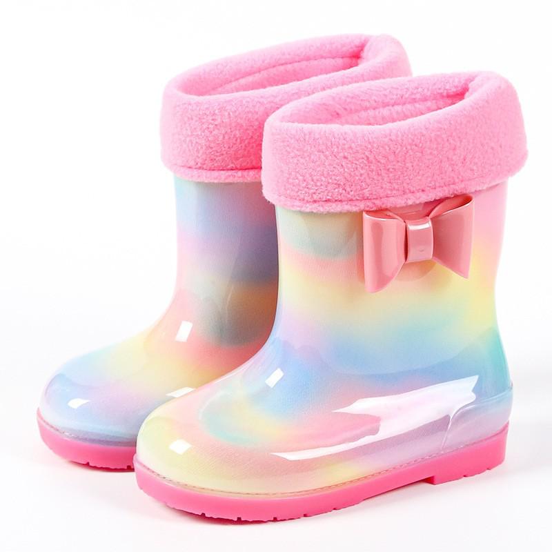 Rainbow Children Water Shoes PVC Kids Rubber Boots Fashion