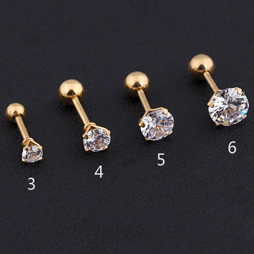 Medical Stainless steel Crystal Zircon Ear Studs Earrings For Women