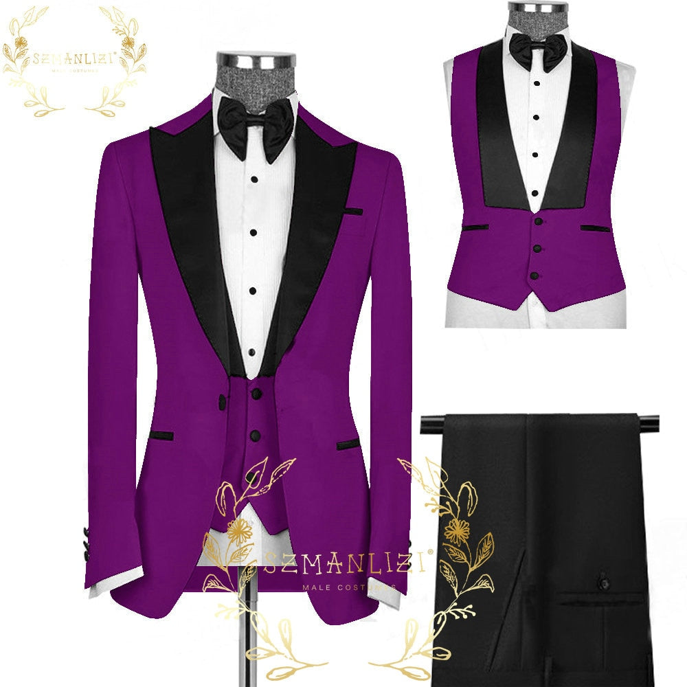 Men's Wedding Suits 2021 Italian Design Custom Made Black Smoking