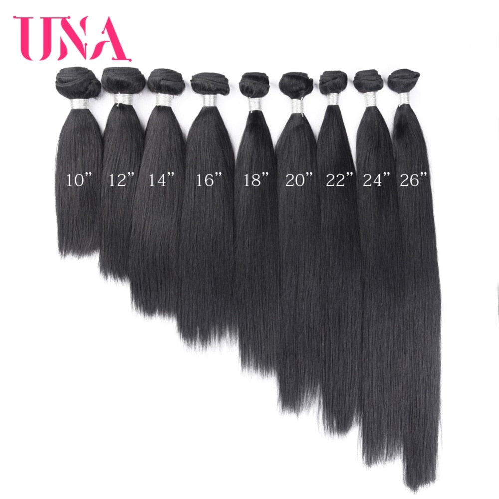 UNA Human Hair 1/3/4 Piece Color #1B Hair Brazilian Straight Remy Hair