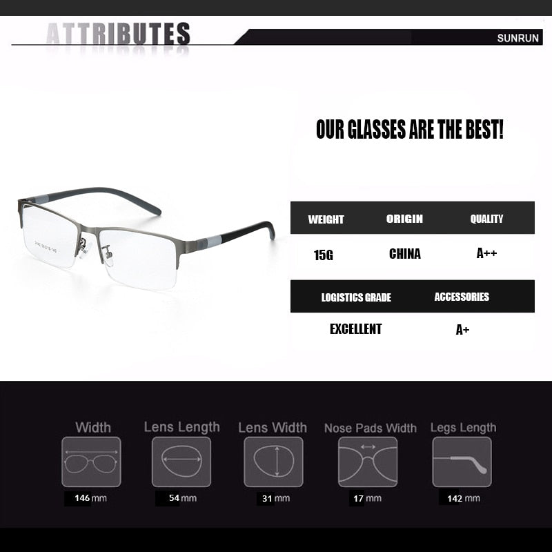 Eyewear Alloy Glasses Frame Men Eyeglasses  Optical Prescription Eye Glasses male Spectacle for Man Eyewear