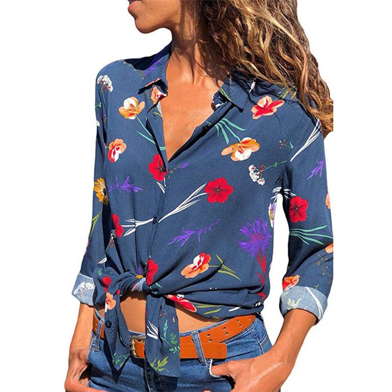 2025 Women’s Fashion Print Blouse – Long Sleeve Elegant Tops