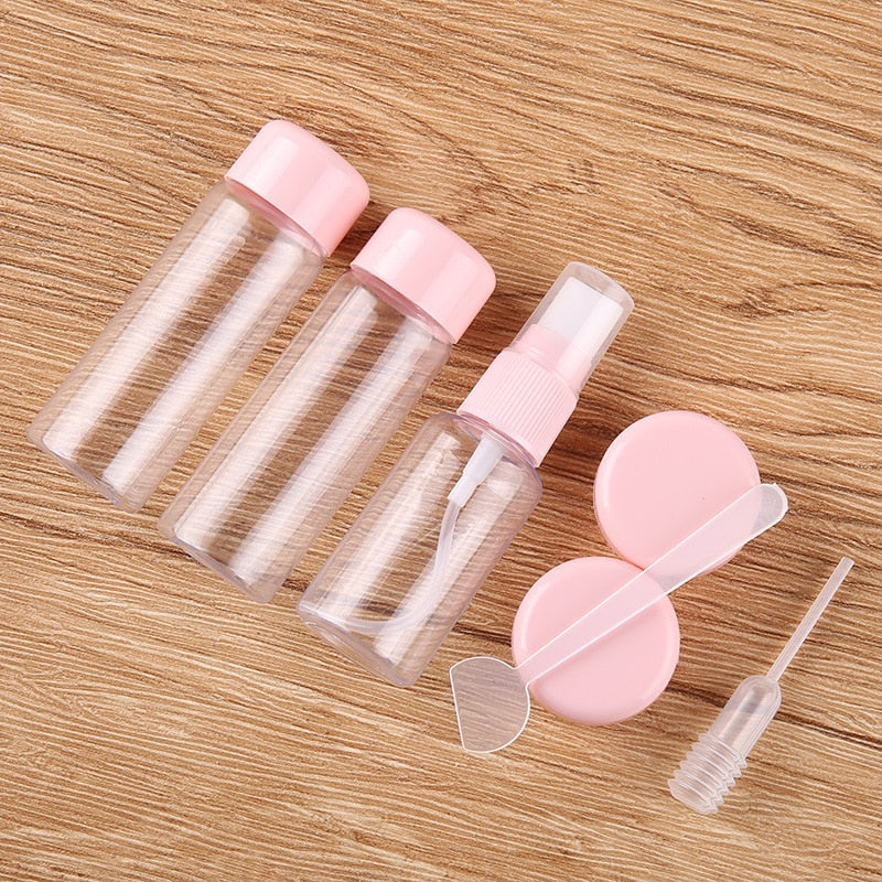 7pcs/Set Mini Makeup Cosmetic Face Cream Pot Bottles Plastic Transparent