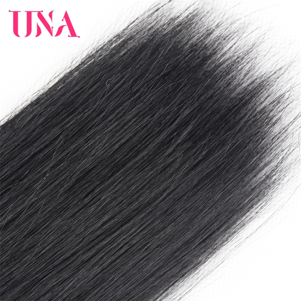 UNA Human Hair 1/3/4 Piece Color #1B Hair Brazilian Straight Remy Hair