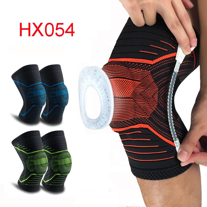 2021 Knee Patella Protector Brace Silicone Spring Knee Pad Basketball Running Compression Knee Sleeve Support Sports Kneepads