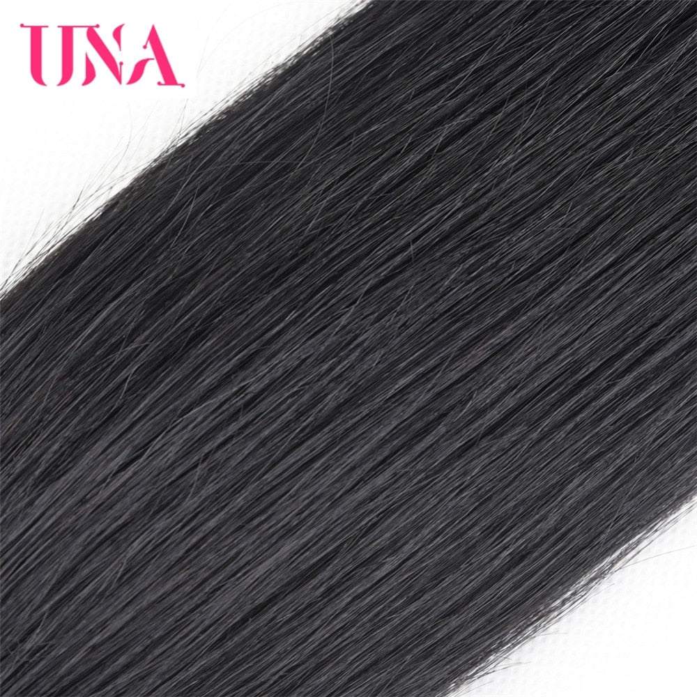 UNA Human Hair 1/3/4 Piece Color #1B Hair Brazilian Straight Remy Hair