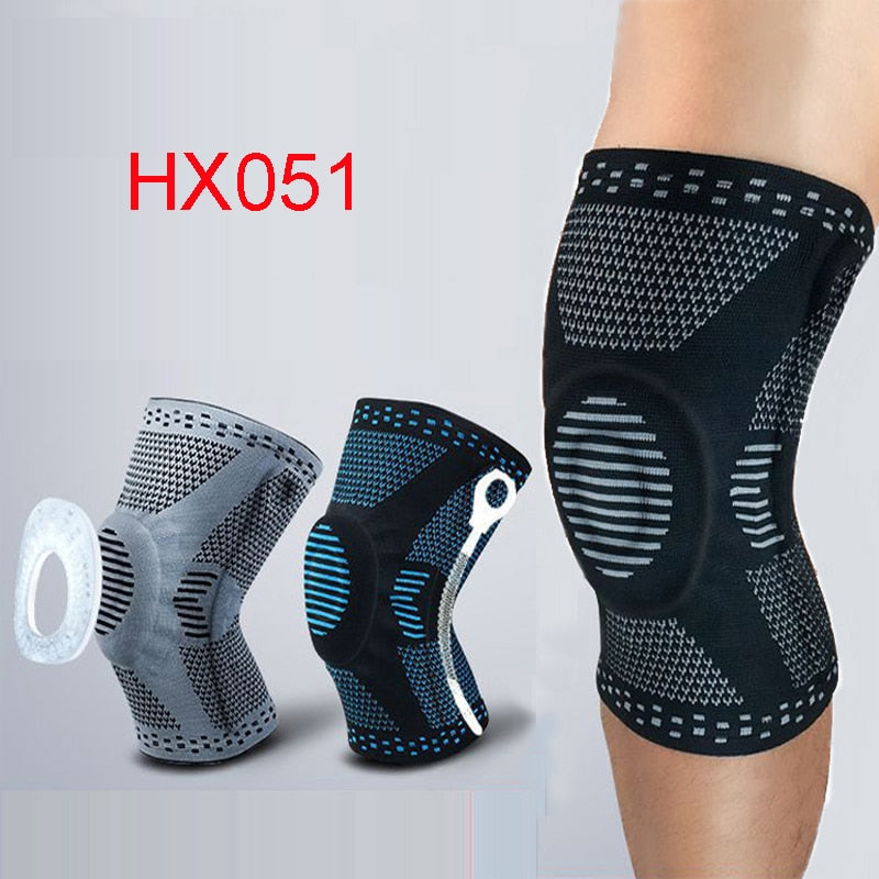 2021 Knee Patella Protector Brace Silicone Spring Knee Pad Basketball Running Compression Knee Sleeve Support Sports Kneepads