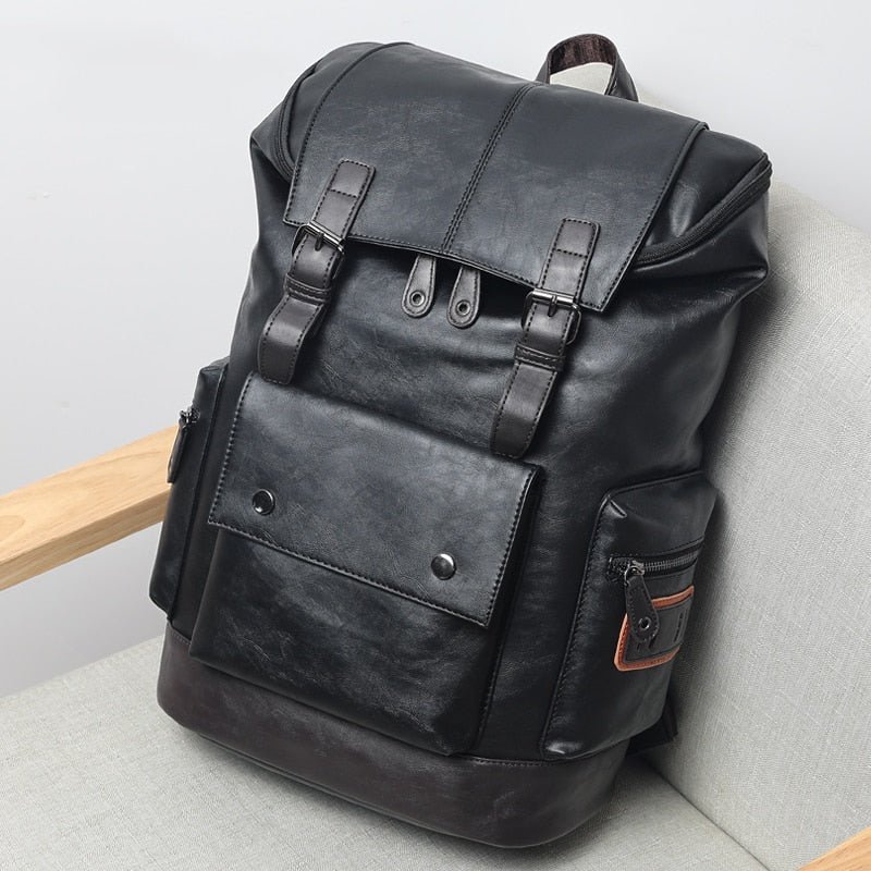 Luxury Brand Leather Men Backpack Youth Large Capacity Travel Backpack Boy Laptop School Bag Male Business Shoulder Bag Mochila