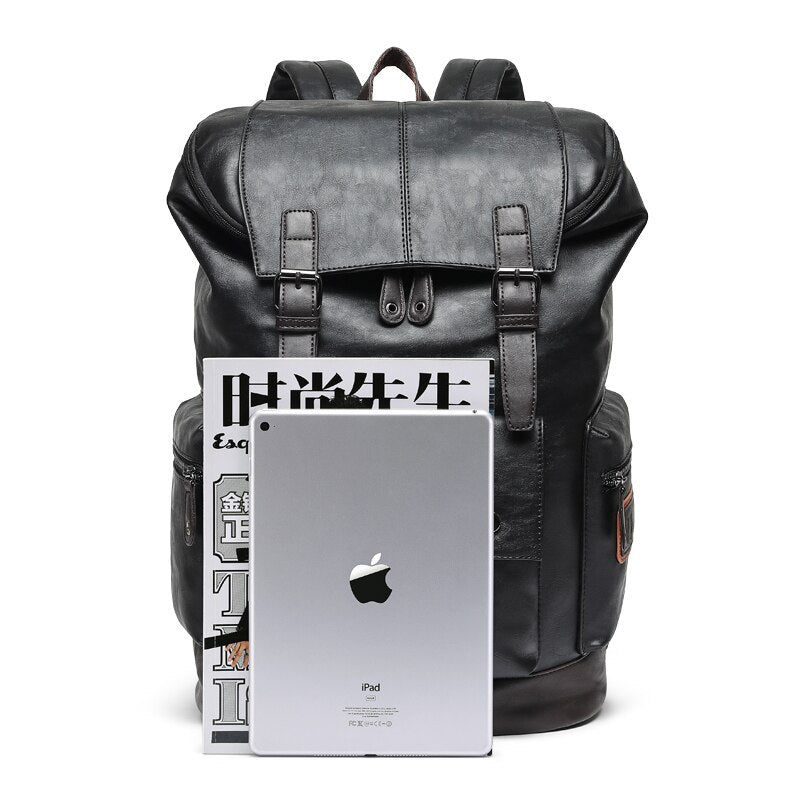 Luxury Brand Leather Men Backpack Youth Large Capacity Travel Backpack Boy Laptop School Bag Male Business Shoulder Bag Mochila