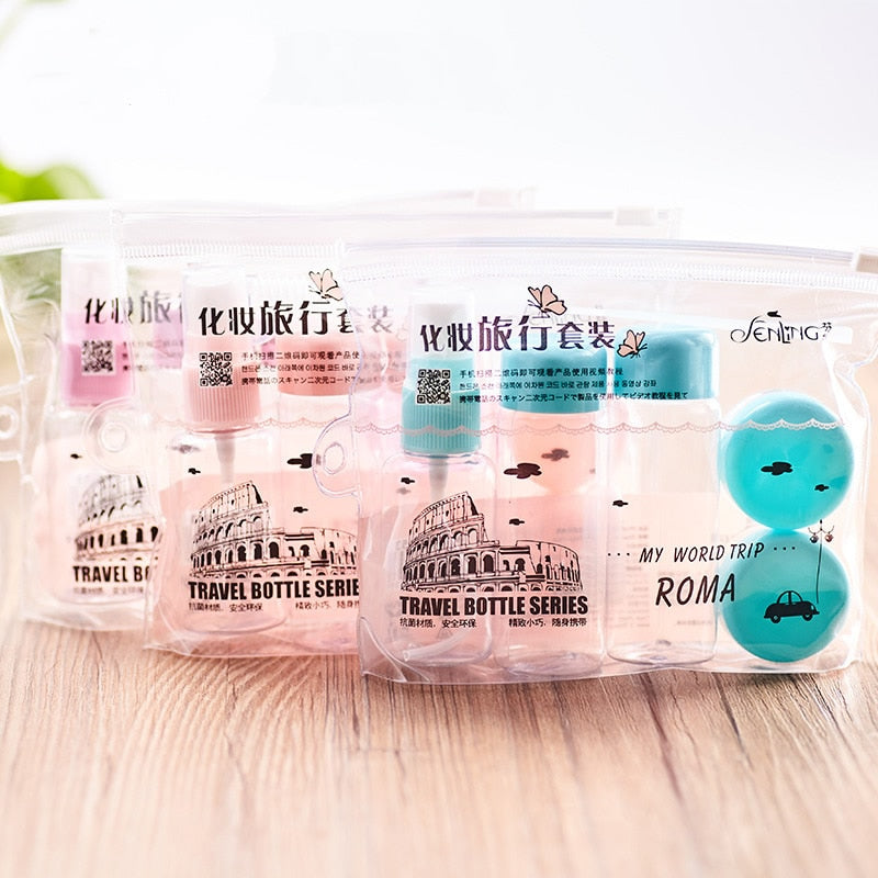 7pcs/Set Mini Makeup Cosmetic Face Cream Pot Bottles Plastic Transparent