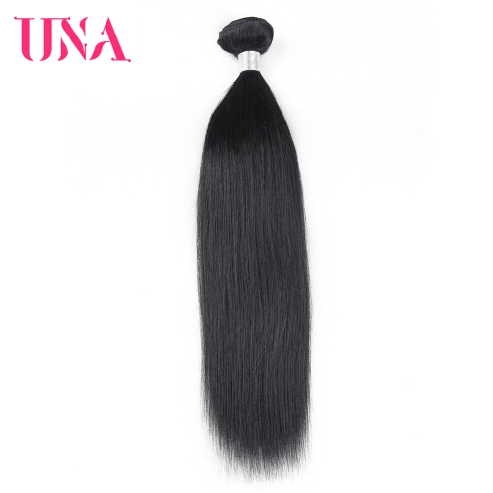 UNA Human Hair 1/3/4 Piece Color #1B Hair Brazilian Straight Remy Hair